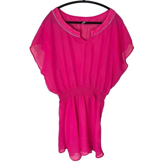 BKE Other - BKE Hot Pink Swim Suit Bathing Suit Coverup with Silver Piping Size Medium